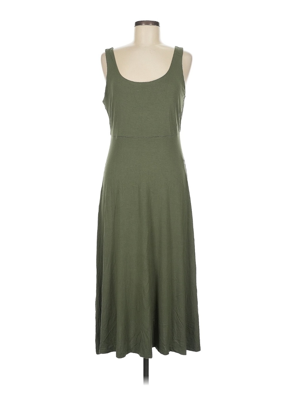 LOFT Olive Green Scoop-Neck Midi Dress